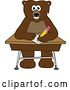 Vector Illustration of a Cartoon Grizzly Bear School Mascot Writing at a Desk by Mascot Junction