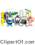 Vector Illustration of a Cartoon Group of Office Supply Mascots by Mascot Junction