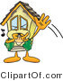 Vector Illustration of a Cartoon Home Mascot Waving and Whistling Trying to Get Attention by Mascot Junction