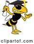 Vector Illustration of a Cartoon Hornet School Mascot Graduate by Mascot Junction