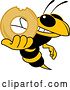 Vector Illustration of a Cartoon Hornet School Mascot Holding a Donut by Mascot Junction