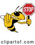 Vector Illustration of a Cartoon Hornet School Mascot Holding a Stop Sign by Mascot Junction