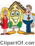 Vector Illustration of a Cartoon House Mascot with New Home Owners by Mascot Junction