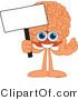 Vector Illustration of a Cartoon Human Brain Mascot Holding a Blank Sign by Toons4Biz