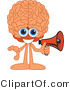 Vector Illustration of a Cartoon Human Brain Mascot Holding a Megaphone by Mascot Junction