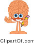 Vector Illustration of a Cartoon Human Brain Mascot Holding a Pencil by Mascot Junction