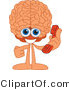 Vector Illustration of a Cartoon Human Brain Mascot Holding a Phone by Mascot Junction