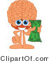Vector Illustration of a Cartoon Human Brain Mascot Holding Cash by Mascot Junction