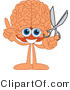 Vector Illustration of a Cartoon Human Brain Mascot Holding Scissors by Mascot Junction