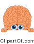 Vector Illustration of a Cartoon Human Brain Mascot Looking over a Blank Sign by Mascot Junction