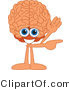 Vector Illustration of a Cartoon Human Brain Mascot Waving and Pointing by Toons4Biz