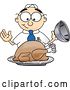 Vector Illustration of a Cartoon Hungry White Businessman Nerd Mascot Eyeing a Cooked Thanksgiving Turkey on a Platter by Toons4Biz