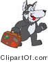 Vector Illustration of a Cartoon Husky Mascot Carrying Luggage by Mascot Junction