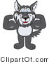 Vector Illustration of a Cartoon Husky Mascot Flexing by Mascot Junction