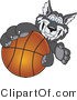 Vector Illustration of a Cartoon Husky Mascot Grabbing a Basketball by Mascot Junction