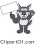 Vector Illustration of a Cartoon Husky Mascot Holding a Blank Sign by Mascot Junction