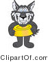 Vector Illustration of a Cartoon Husky Mascot Holding a Food Bowl by Mascot Junction