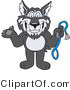 Vector Illustration of a Cartoon Husky Mascot Holding a Leash by Mascot Junction