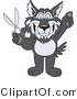 Vector Illustration of a Cartoon Husky Mascot Holding up Scissors by Mascot Junction