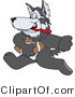 Vector Illustration of a Cartoon Husky Mascot Playing Football by Mascot Junction