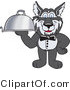 Vector Illustration of a Cartoon Husky Mascot Waiter Carrying a Platter by Mascot Junction