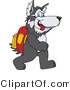 Vector Illustration of a Cartoon Husky Mascot Walking to School by Mascot Junction