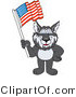 Vector Illustration of a Cartoon Husky Mascot Waving an American Flag by Mascot Junction