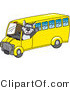 Vector Illustration of a Cartoon Husky Mascot Waving and Driving a School Bus by Mascot Junction