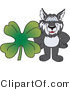 Vector Illustration of a Cartoon Husky Mascot with a Four Leaf Clover by Mascot Junction