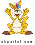 Vector Illustration of a Cartoon Kangaroo Mascot Cheering with Colorful Mohawk by Mascot Junction