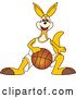 Vector Illustration of a Cartoon Kangaroo Mascot Dribbling a Basketball by Mascot Junction