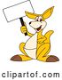 Vector Illustration of a Cartoon Kangaroo Mascot Holding up a Blank Sign by Mascot Junction