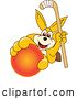 Vector Illustration of a Cartoon Kangaroo Mascot Holding up a Field Hockey Stick and Ball by Mascot Junction