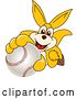 Vector Illustration of a Cartoon Kangaroo Mascot Holding up or Catching a Baseball by Mascot Junction