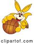 Vector Illustration of a Cartoon Kangaroo Mascot Holding up or Catching a Basketball by Mascot Junction