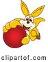 Vector Illustration of a Cartoon Kangaroo Mascot Holding up or Catching a Red Ball by Mascot Junction