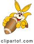 Vector Illustration of a Cartoon Kangaroo Mascot Holding up or Catching an American Football by Mascot Junction
