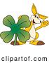 Vector Illustration of a Cartoon Kangaroo Mascot Leaning on a St Patricks Day Four Leaf Clover Shamrock by Mascot Junction