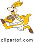 Vector Illustration of a Cartoon Kangaroo Mascot Running with an American Football by Mascot Junction