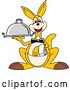 Vector Illustration of a Cartoon Kangaroo Mascot Waiter Holding a Cloche Platter by Mascot Junction