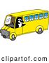Vector Illustration of a Cartoon Killer Whale Orca Mascot Driving a School Bus by Toons4Biz