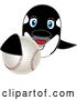 Vector Illustration of a Cartoon Killer Whale Orca Mascot Grabbing a Baseball by Mascot Junction