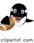 Vector Illustration of a Cartoon Killer Whale Orca Mascot Grabbing a Football by Mascot Junction