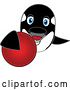 Vector Illustration of a Cartoon Killer Whale Orca Mascot Grabbing a Red Ball by Mascot Junction