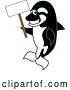 Vector Illustration of a Cartoon Killer Whale Orca Mascot Holding a Blank Sign by Mascot Junction