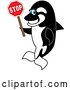 Vector Illustration of a Cartoon Killer Whale Orca Mascot Holding a Stop Sign by Mascot Junction