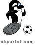 Vector Illustration of a Cartoon Killer Whale Orca Mascot Playing Soccer by Mascot Junction