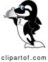 Vector Illustration of a Cartoon Killer Whale Orca Mascot Waiter Holding a Cloche Platter by Mascot Junction