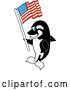 Vector Illustration of a Cartoon Killer Whale Orca Mascot Waving American Flag by Mascot Junction