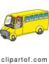 Vector Illustration of a Cartoon Knight Mascot Driving a School Bus by Mascot Junction